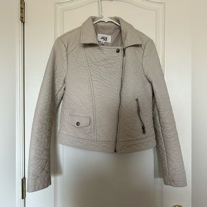 Cute faux leather taupe (gray-brown) jacket. Size small.